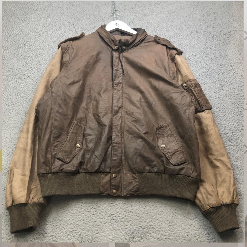Men's Two-Tone Bomber Jacket - Brown